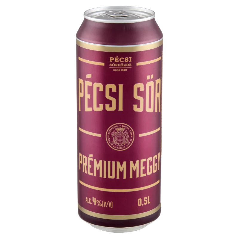 Pécsi Sör Prémium Meggy világos sör és meggy ízű szénsavas üdítőital keverék 4% 0,5 l