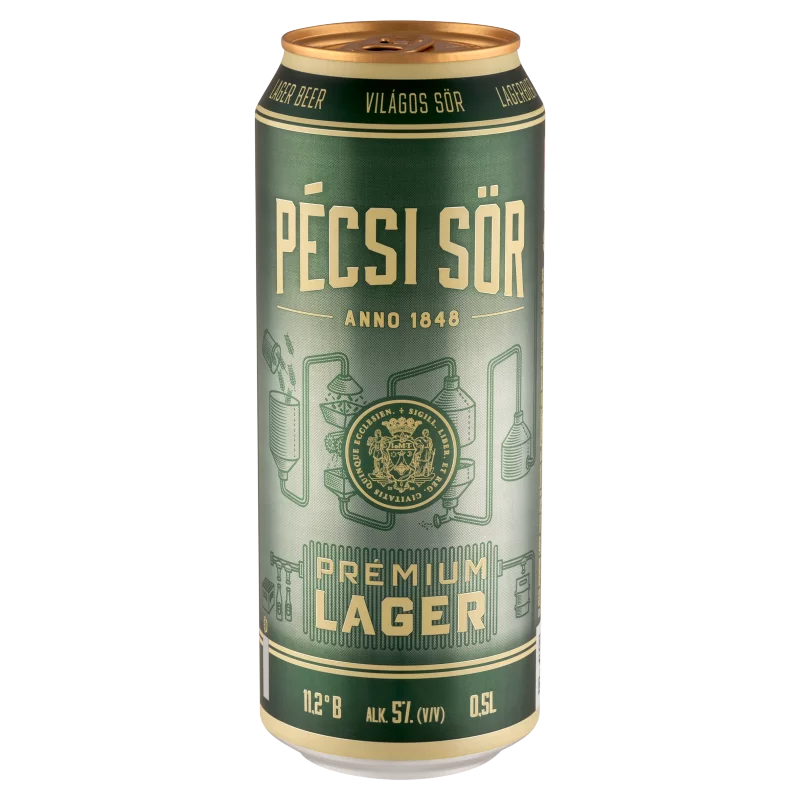 Pécsi Sör Prémium Lager minőségi világos sör 5% 0,5 l