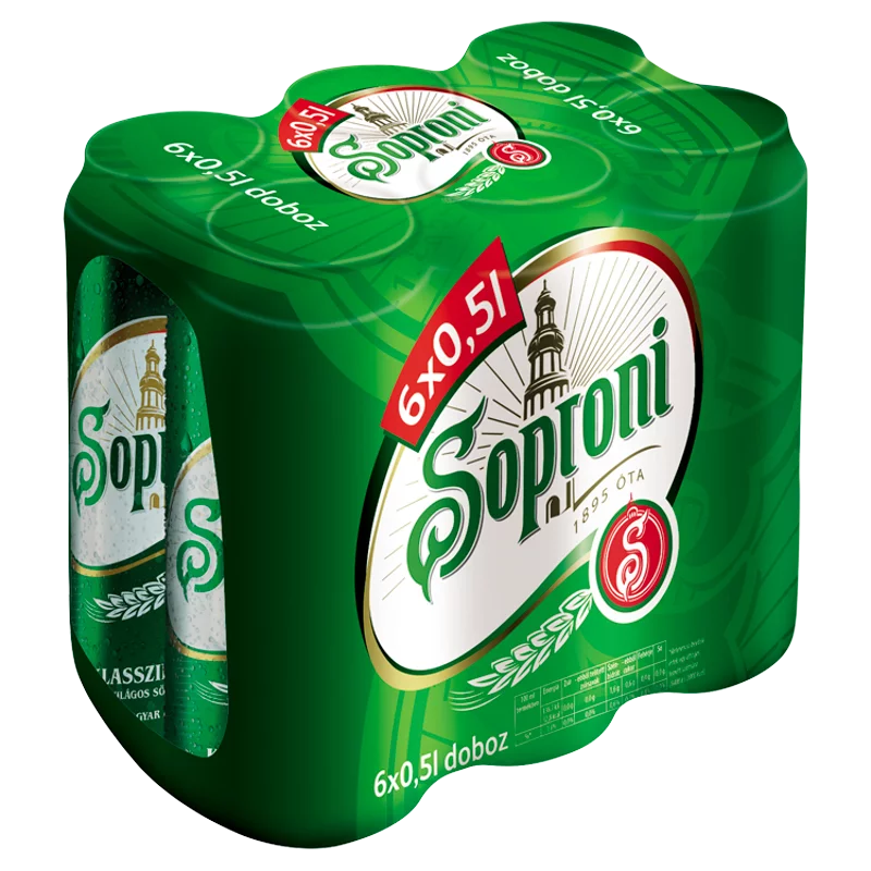 Soproni Klasszikus világos sör 4,5% 6 x 0,5 l doboz