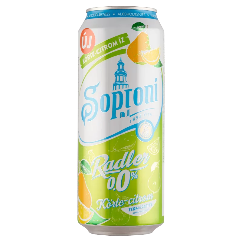 Soproni Radler körte-citrom ízű alkoholmentes sörital 500 ml
