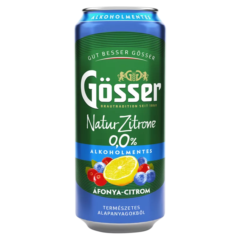 Gösser Natur Zitrone áfonya-citrom ízű alkoholmentes sörital 0,0% 500 ml 