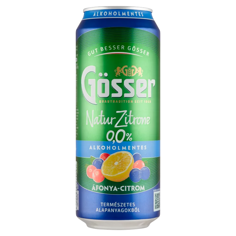 Gösser Natur Zitrone áfonya-citrom ízű alkoholmentes sörital 0,0% 500 ml 