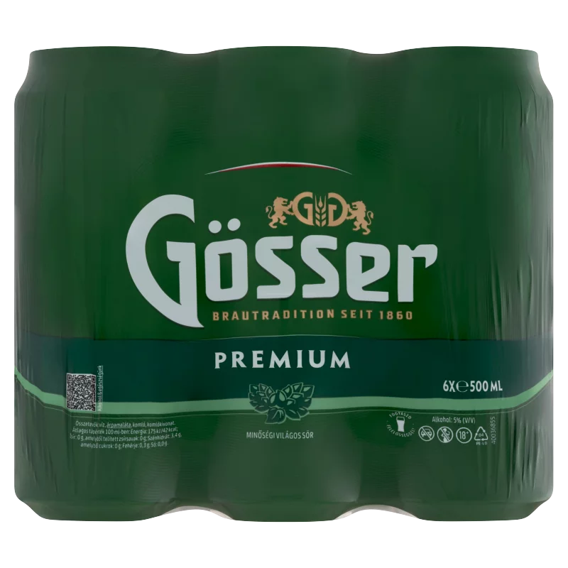 Gösser Premium minőségi világos sör 5% 6 x 500 ml 