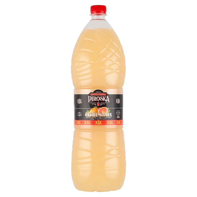 Piroska XXL citrus-mix grapefruit-citrom ízű gyümölcsszörp cukorral és édesítőszerekkel 2 l