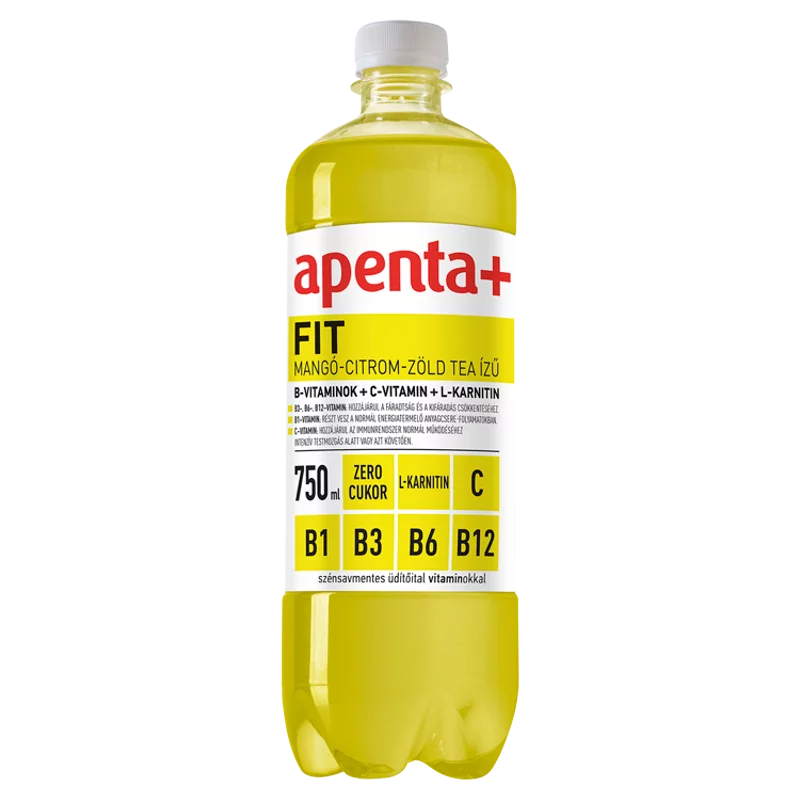Apenta+ Fit mangó-citrom-zöld tea ízű szénsavmentes energiamentes üdítőital vitaminokal 750 ml