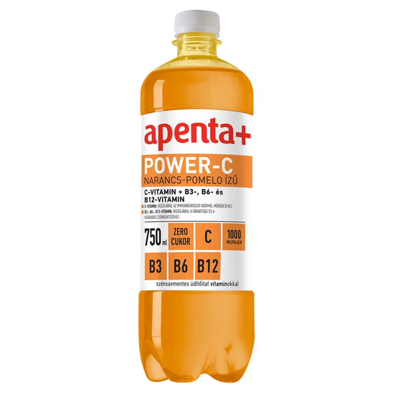 Apenta+ Power-C narancs-pomelo ízű szénsavmentes üdítőital édesítőszerekkel, vitaminokkal 750 ml