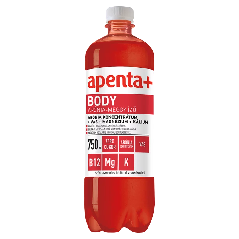 Apenta+ Body arónia-meggy ízű szénsavmentes üdítőital édesítőszerekkel, vitaminokkal 750 ml