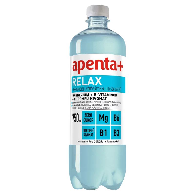 Apenta+ Relax feketeribizli-vörösáfonya-hibiszkusz ízű szénsavmentes üdítőital 750 ml