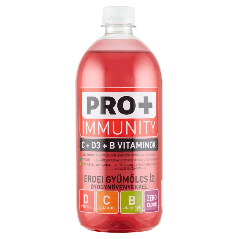  PRO+ Immunity erdei gyümölcs ízű energiamentes üdítőital gyógynövényekkel 750 ml