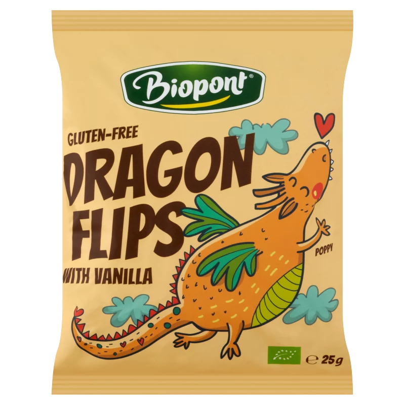 Biopont Dragon Flips Bio gluténmentes kukorica snack valódi vaníliával 25 g