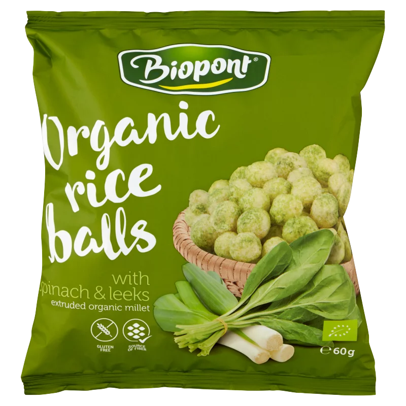 Biopont gluténmentes bio rizsgolyó spenóttal és póréhagymával 60 g