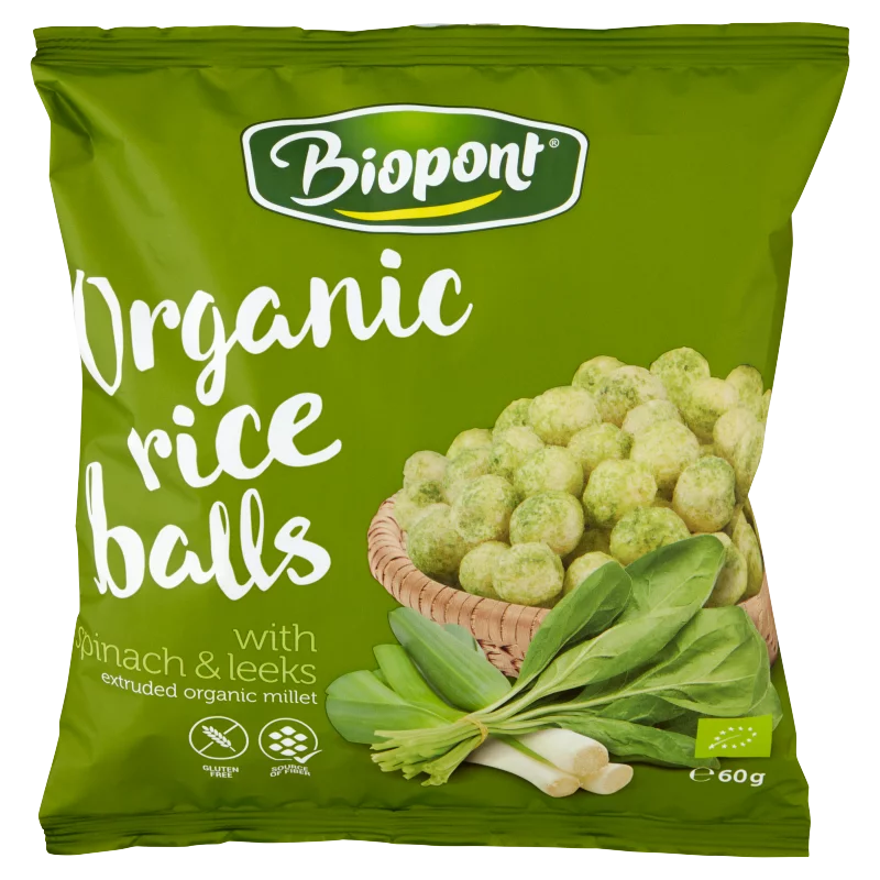 Biopont gluténmentes bio rizsgolyó spenóttal és póréhagymával 60 g