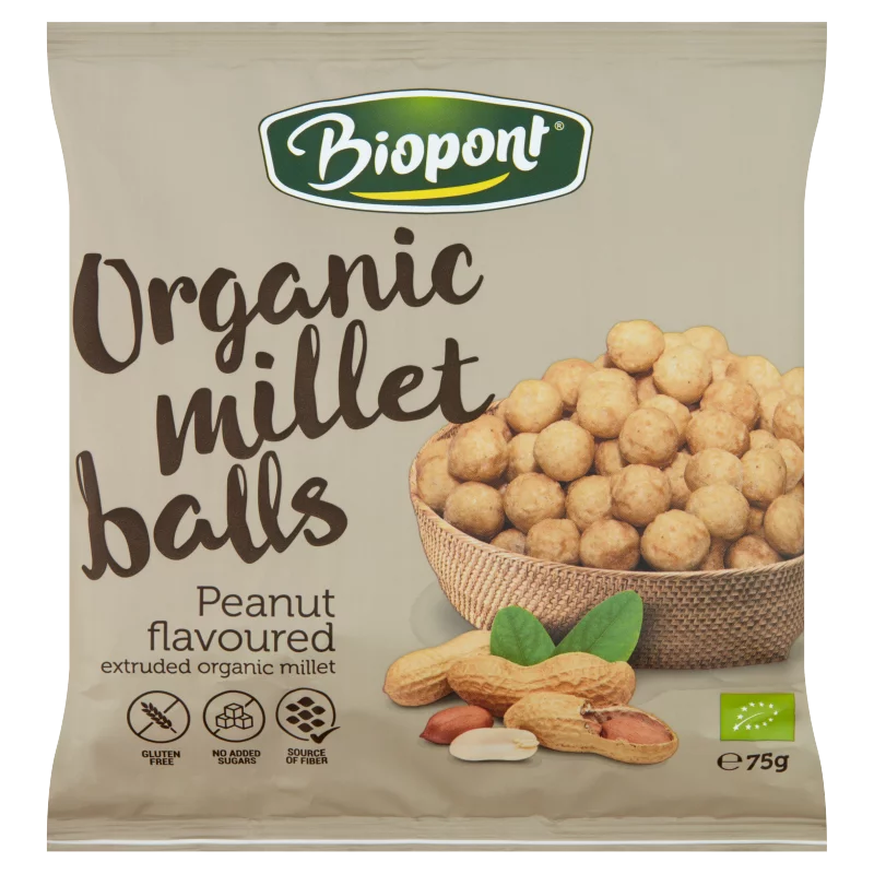 Biopont bio gluténmentes földimogyorós kölesgolyó 75 g