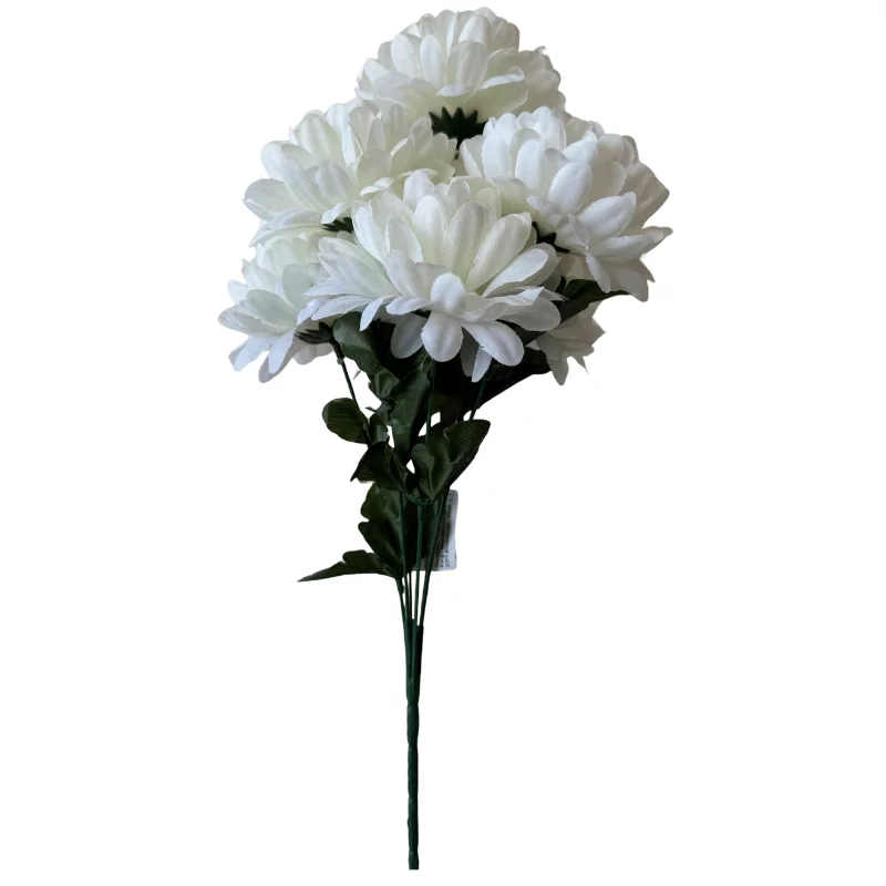 Művirág csokor – 7 ágú krizantém, fehér/törtfehér, 11 cm fejátmérő