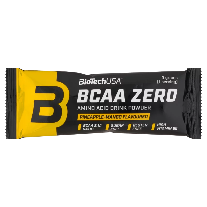 BioTechUSA BCAA Zero ananász-mangó ízű étrend-kiegészítő italpor glutaminnal és édesítőszerrel 9 g