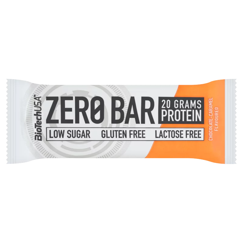 BioTechUSA Zero Bar csokoládé-karamell ízű fehérjeszelet édesítőszerekkel 50 g