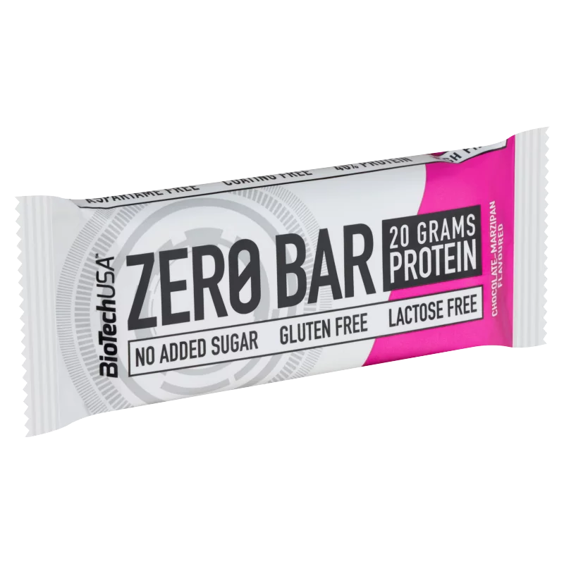 BioTechUSA Zero Bar csokoládé-marcipán ízű fehérjeszelet édesítőszerekkel 50 g