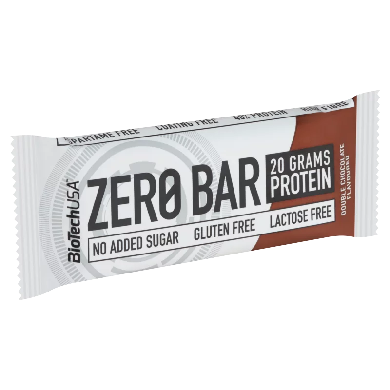 BioTechUSA Zero Bar dupla csokoládé ízű fehérjeszelet édesítőszerekkel 50 g