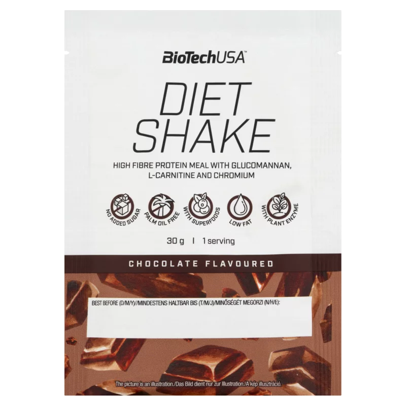 BioTechUSA Diet Shake csokoládé ízű tejsavófehérje italpor édesítőszerrel 30 g