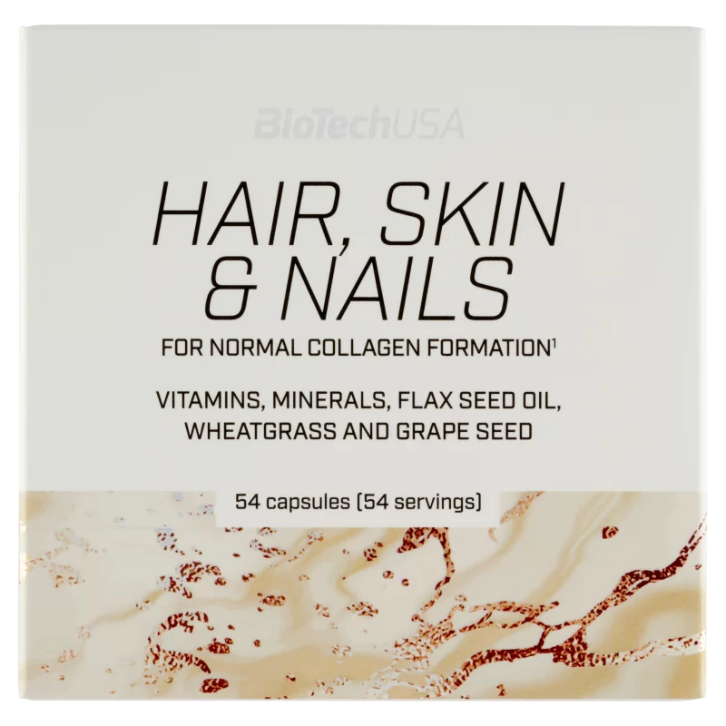 BioTechUSA Hair, Skin & Nails étrendkiegészítő kapszula vitaminokkal, ásványi anyagokkal 54 db 39 g