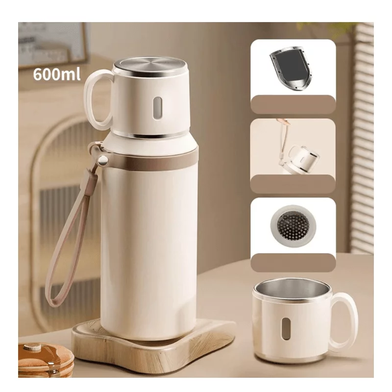 Utazó termosz bögrével 600ml