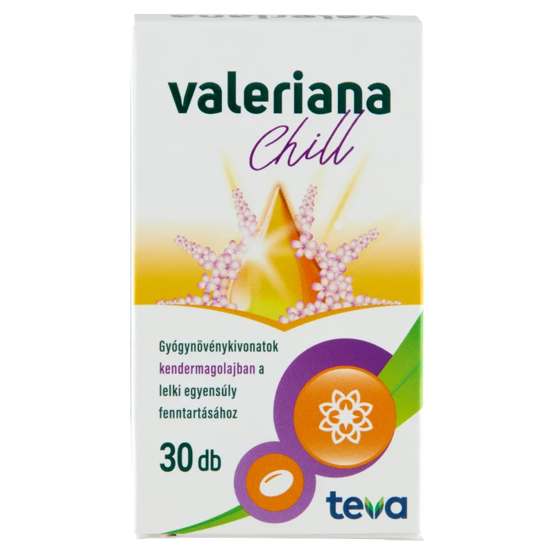 Valeriana Chill gyógynövénykivonatok kendermagolajban étrend-kiegészítő kapszula 30 db 19,7 g