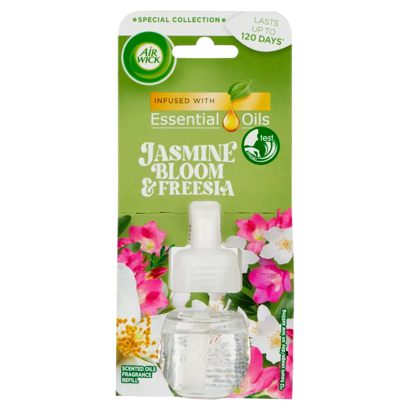 Air Wick Essential Oils Virágzó jázmin és frézia utántöltő elektromos légfrissítő készülékhez 19 ml