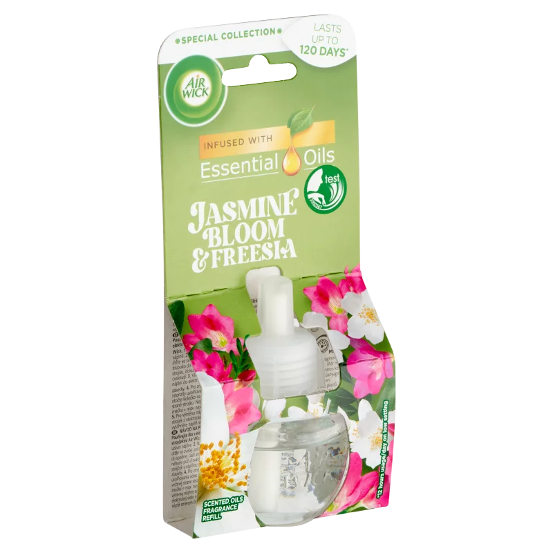 Air Wick Essential Oils Virágzó jázmin és frézia utántöltő elektromos légfrissítő készülékhez 19 ml
