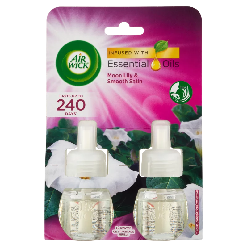 Air Wick Éji Liliom és Bársonyos Szatén elektromos utántöltő légfrissítő készülékhez 2 x 19 ml