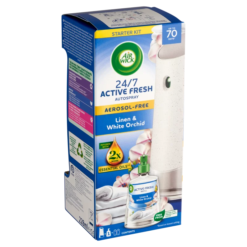 Air Wick Active Fresh Pamut és Fehér Orchidea készülék és utántöltő 228 ml