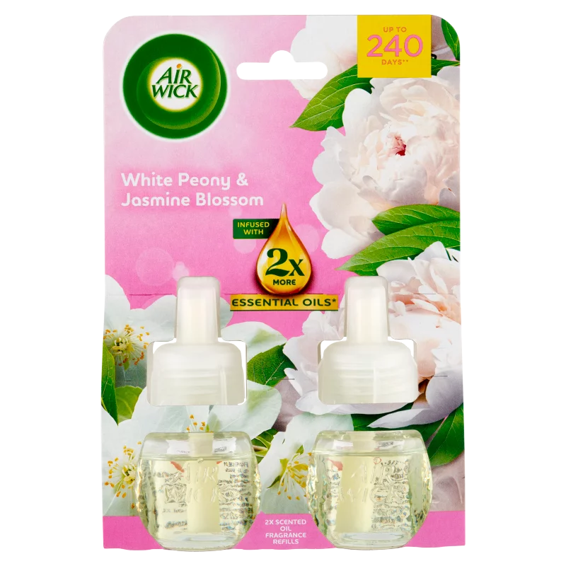 Air Wick Fehér Bazsarózsa és Jázminvirág elektromos utántöltő légfrissítő készülékhez 2 x 19 ml