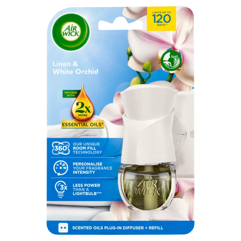 Air Wick Pamut és Fehér Orchidea elektromos légfrissítő készülék & utántöltő 19 ml
