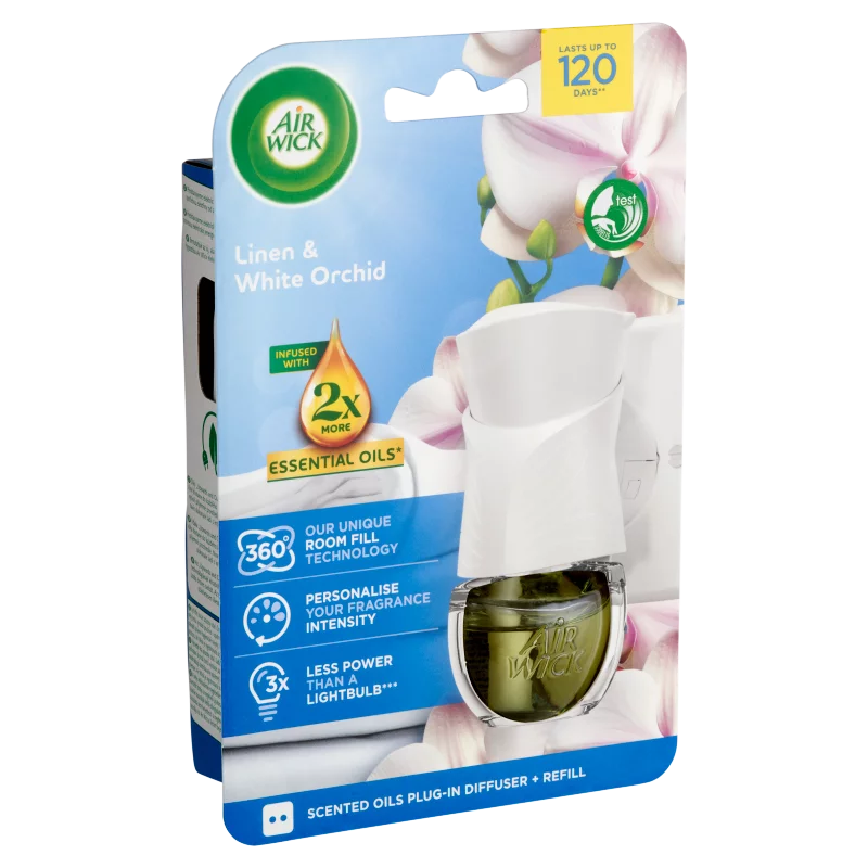 Air Wick Pamut és Fehér Orchidea elektromos légfrissítő készülék & utántöltő 19 ml
