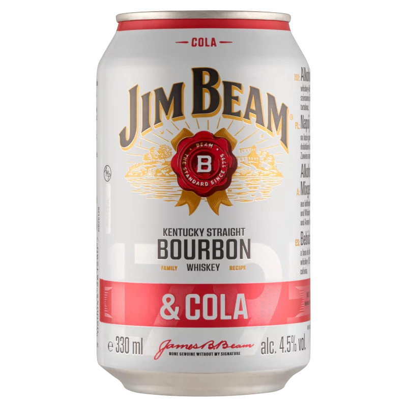 Jim Beam Bourbon Whiskey & Cola alkoholos üdítőital 4,5% 330 ml