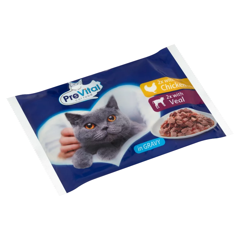 PreVital teljes értékű állateledel felnőtt macskák számára szószban 4 x 100 g
