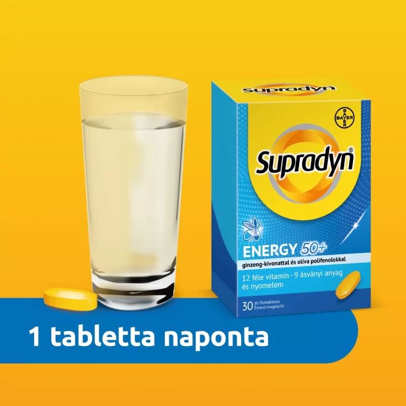 Supradyn Energia 50+ multivitamin & ásványi anyag étrend-kiegészítő filmtabletta 30 x 1,2 g (36 g)