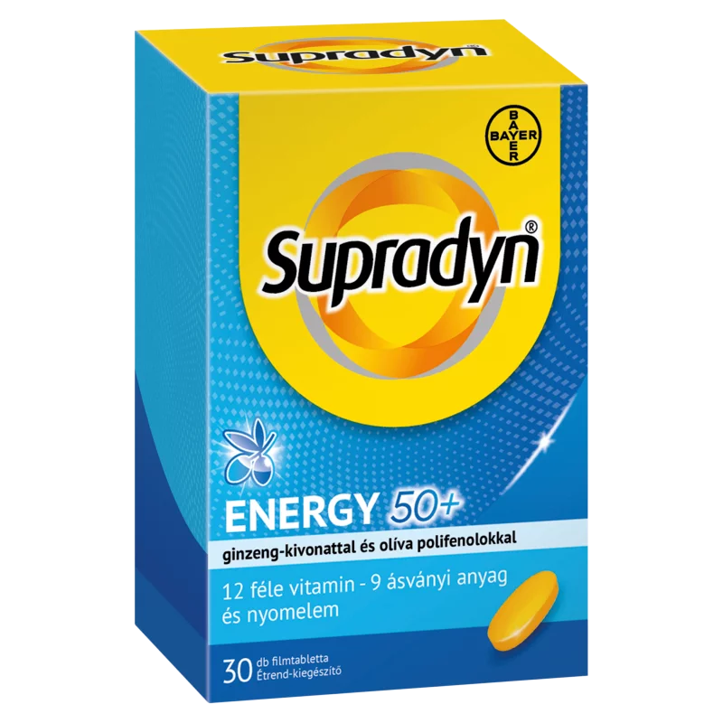 Supradyn Energia 50+ multivitamin & ásványi anyag étrend-kiegészítő filmtabletta 30 x 1,2 g (36 g)