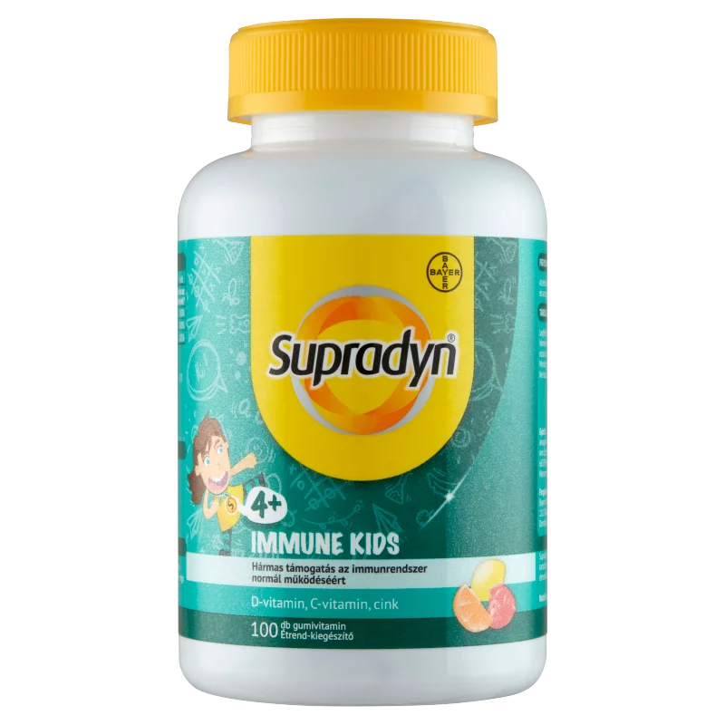 Supradyn Immune Kids C-, D-vitamin és cink étrend-kiegészítő gumivitamin 100 x 1,65 g (165 g)