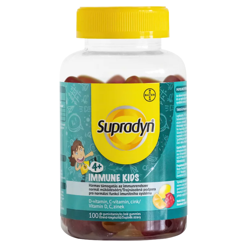 Supradyn Immune Kids C-, D-vitamin és cink étrend-kiegészítő gumivitamin 100 x 1,65 g (165 g)