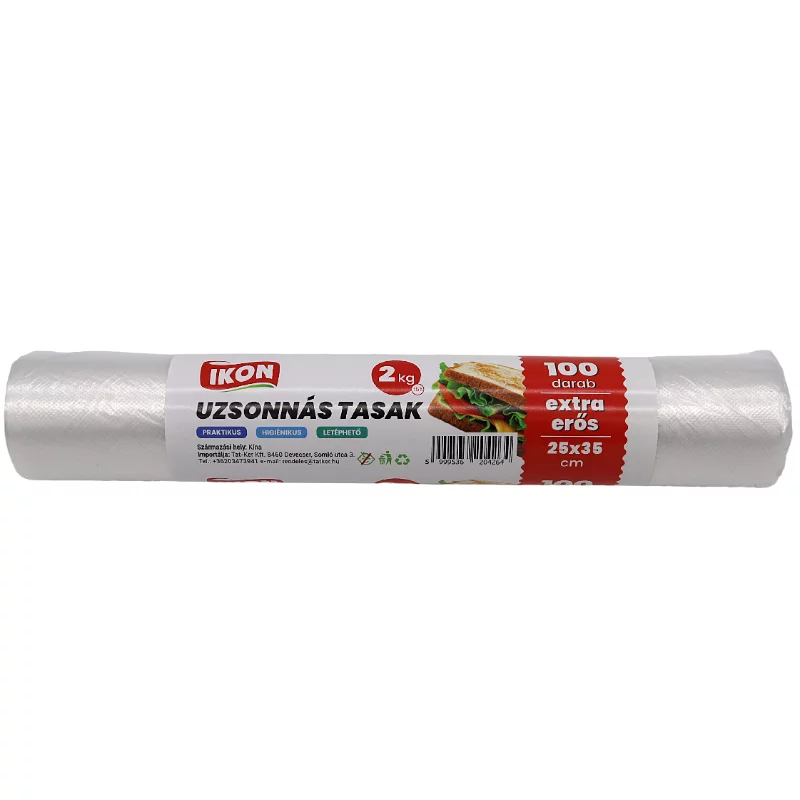 Uzsonnás tasak erős 2kg 100 db/roll   25x35 cm, papírbetétes