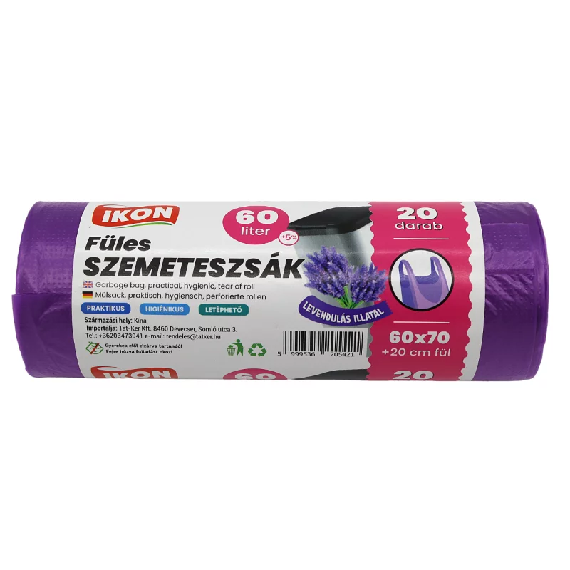 Füles szemeteszsák Lila 60 Liter 60x70+20 cm  20 Db/roll