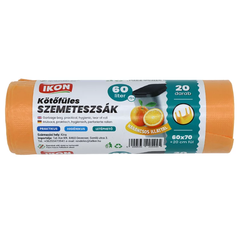 Kötőfüles szemeteszsák 60 Liter  60x70+20cm 20db/roll