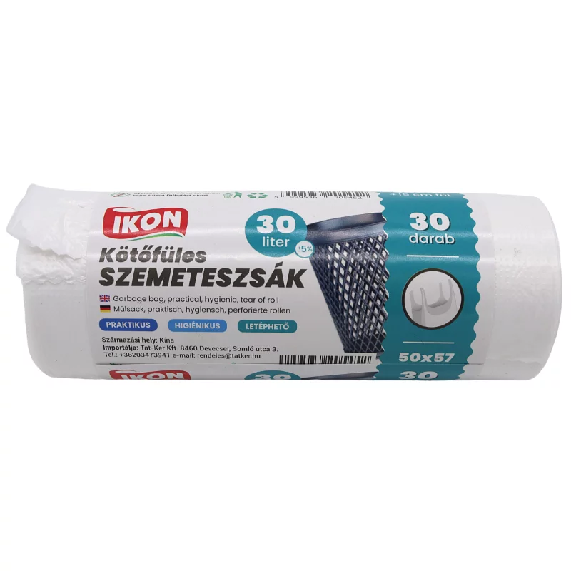 Kötőfüles szemeteszsák 30 Liter   50x57+15 cm 30 db/roll