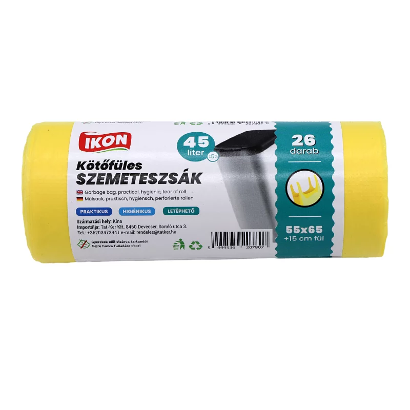 Kötőfüles szemeteszsák 55x65+15 cm 26 db/roll 45 literes