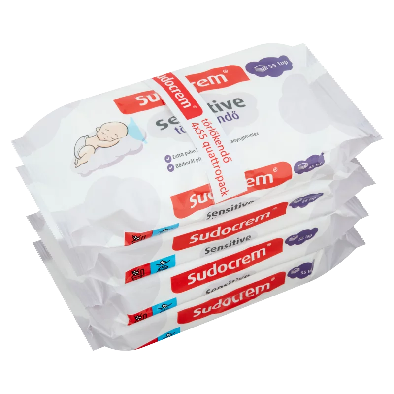Sudocrem Sensitive törlőkendő 4 x 55 db