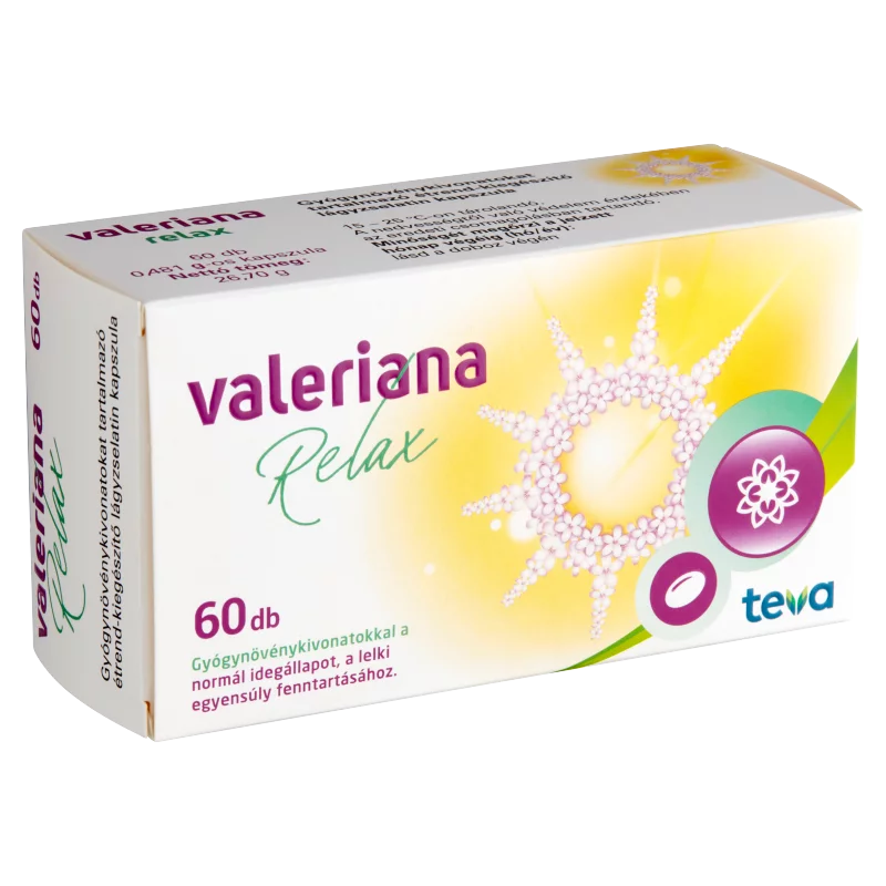 Valeriana Relax gyógynövénykivonatokat tartalmazó étrend-kiegészítő kapszula 60 x 0,481 g (26,70 g)