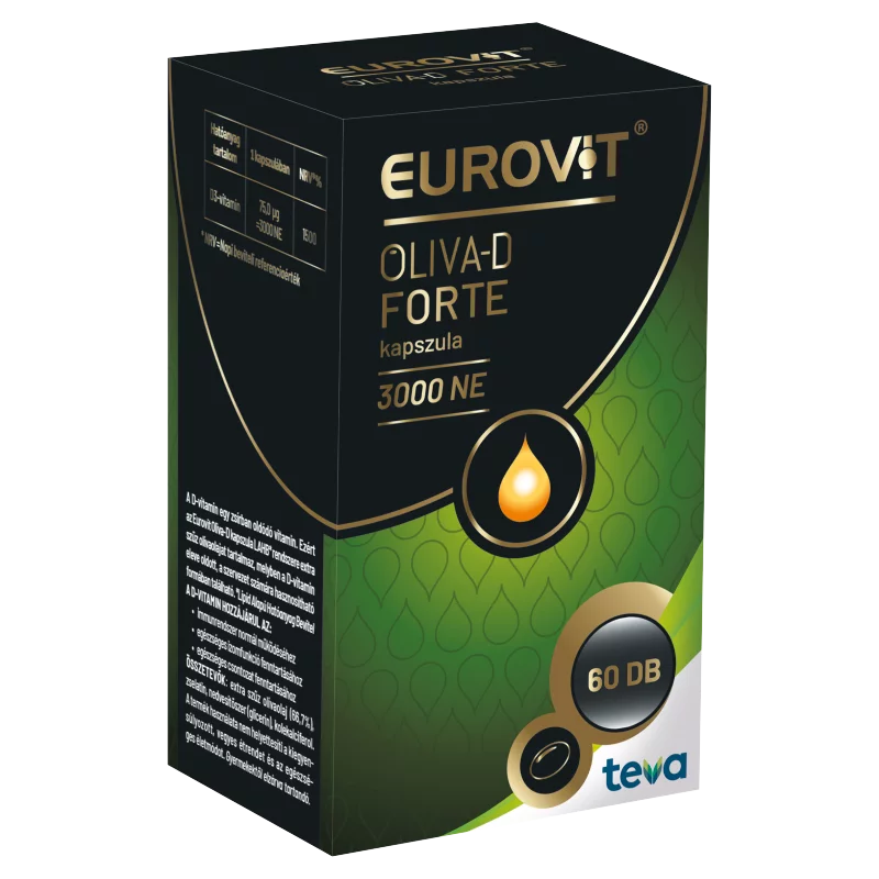 Eurovit Oliva-D Forte 3000 NE étrend-kiegészítő kapszula 60 x 0,445 g (24,72 g)