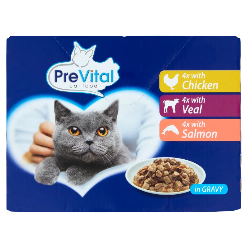 PreVital teljes értékű állateledel felnőtt macskák számára szószban 12 x 100 g