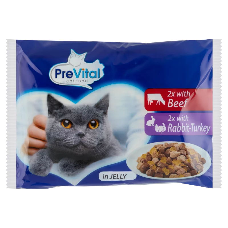 PreVital teljes értékű állateledel felnőtt macskák számára aszpikban 4 x 100 g