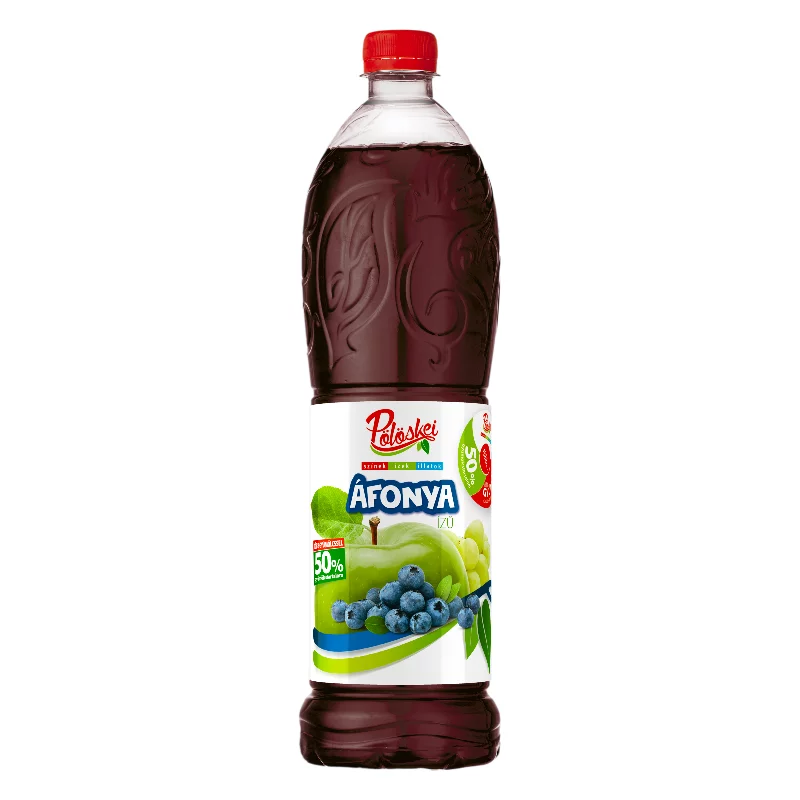 Pölöskei áfonya ízű vegyes gyümölcsszörp cukorral és édesítőszerrel 1 l